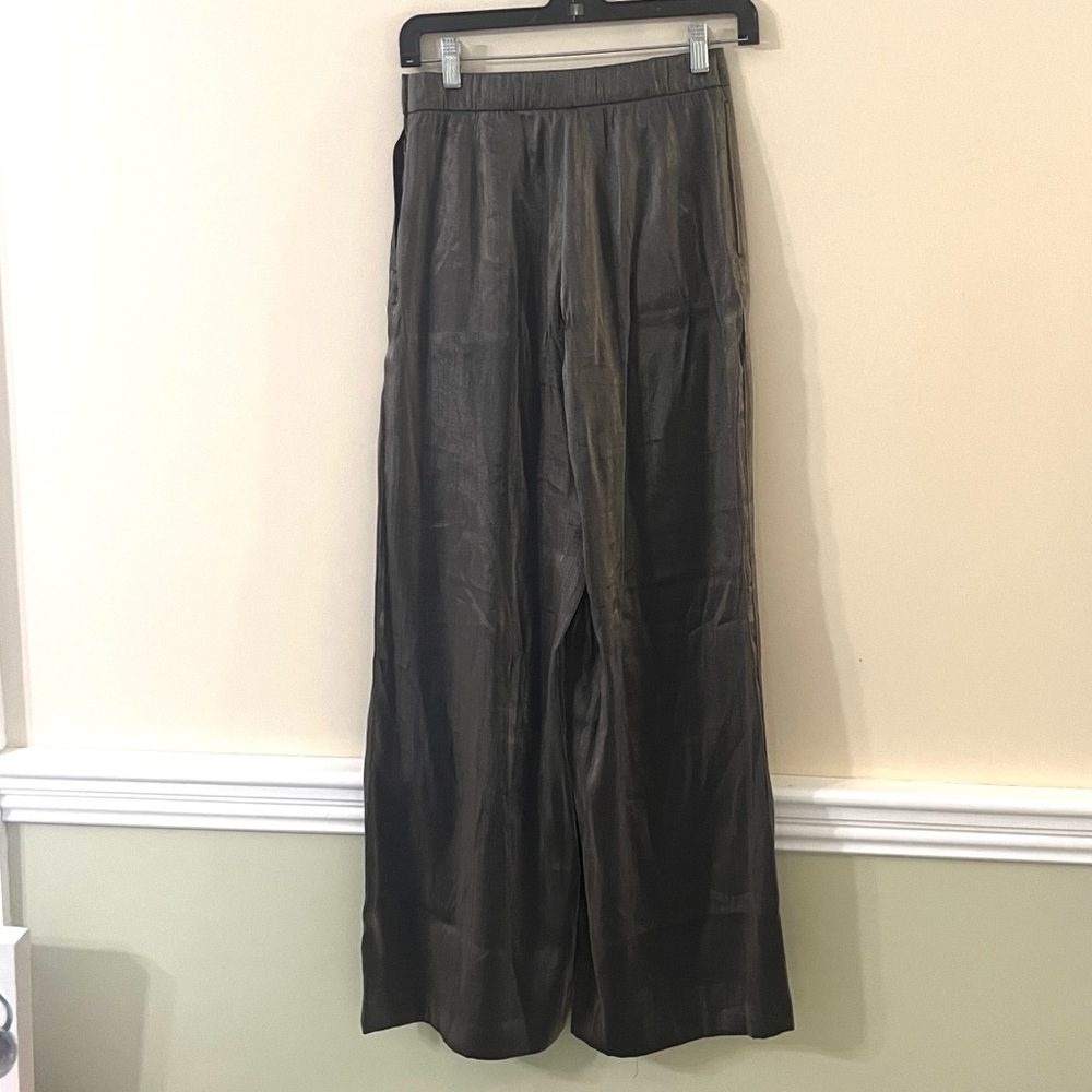 H&M Charcoal Gray Shimmery Metallic Wide-Leg Trousers Size 2 NWOT - Picture 9 of 11